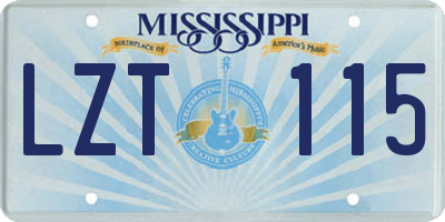 MS license plate LZT115