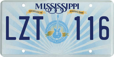 MS license plate LZT116