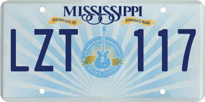 MS license plate LZT117