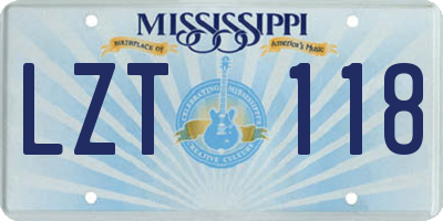 MS license plate LZT118