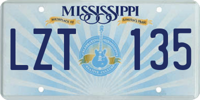 MS license plate LZT135