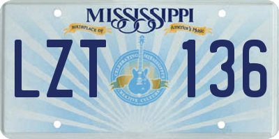 MS license plate LZT136