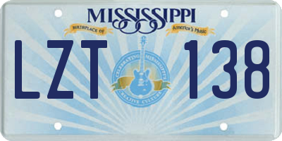 MS license plate LZT138