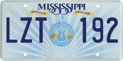 MS license plate LZT192