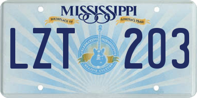 MS license plate LZT203