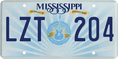 MS license plate LZT204