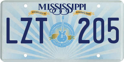 MS license plate LZT205