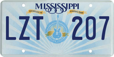 MS license plate LZT207
