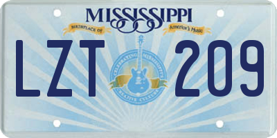 MS license plate LZT209