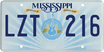 MS license plate LZT216
