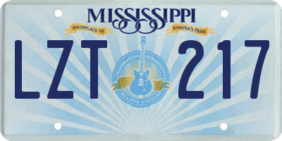 MS license plate LZT217