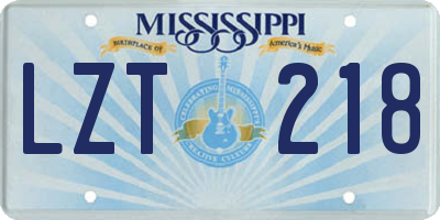 MS license plate LZT218