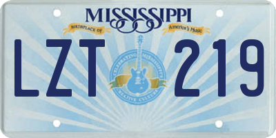 MS license plate LZT219
