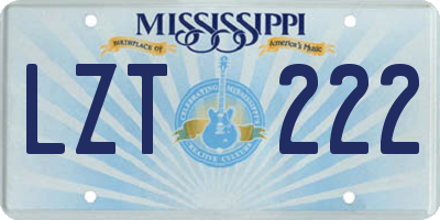 MS license plate LZT222