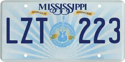 MS license plate LZT223