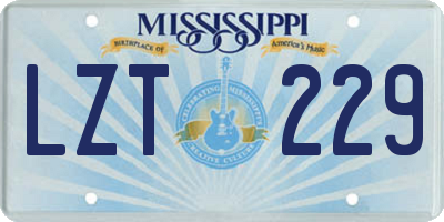 MS license plate LZT229
