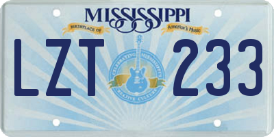 MS license plate LZT233