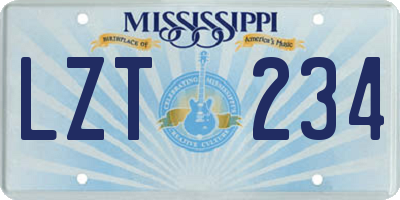 MS license plate LZT234