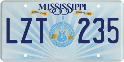 MS license plate LZT235