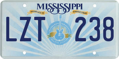 MS license plate LZT238