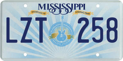 MS license plate LZT258