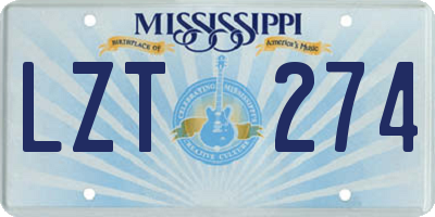 MS license plate LZT274
