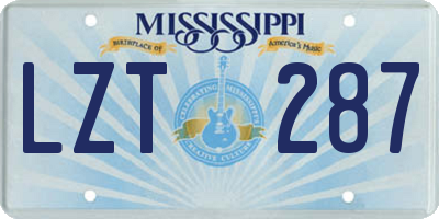 MS license plate LZT287
