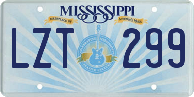 MS license plate LZT299