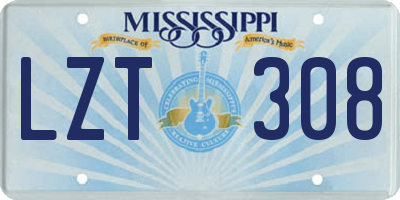 MS license plate LZT308