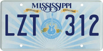 MS license plate LZT312