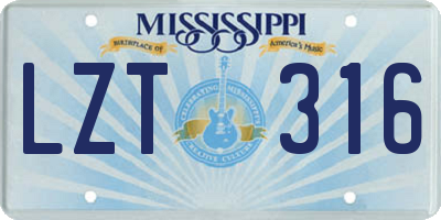 MS license plate LZT316