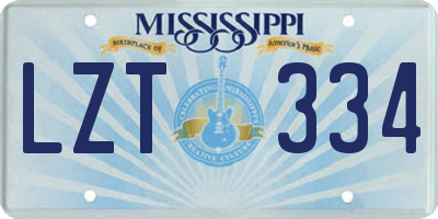 MS license plate LZT334