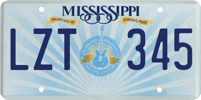 MS license plate LZT345