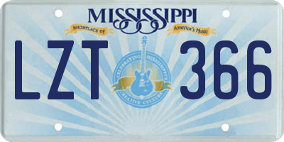 MS license plate LZT366