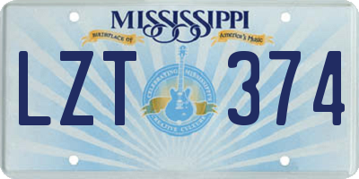 MS license plate LZT374