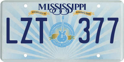 MS license plate LZT377