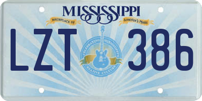 MS license plate LZT386