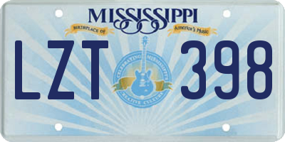 MS license plate LZT398