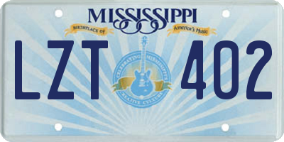 MS license plate LZT402