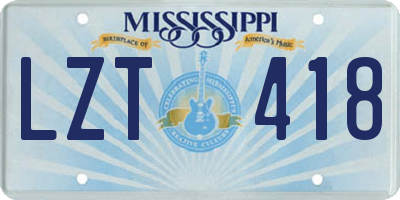 MS license plate LZT418