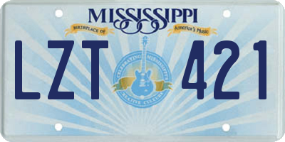 MS license plate LZT421