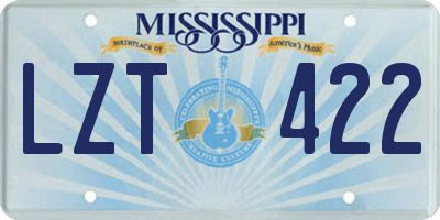 MS license plate LZT422