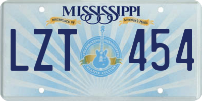 MS license plate LZT454