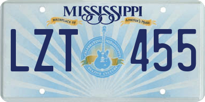 MS license plate LZT455