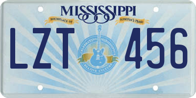 MS license plate LZT456