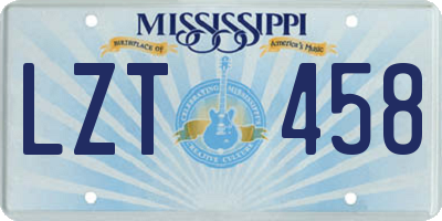 MS license plate LZT458