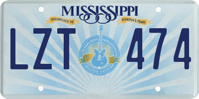 MS license plate LZT474