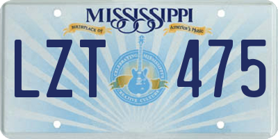 MS license plate LZT475