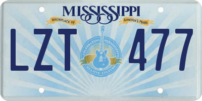 MS license plate LZT477
