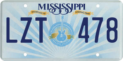MS license plate LZT478